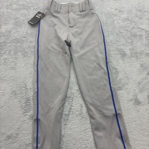 Alleson Youth S Boys Open Bottom Baseball Pants Gray Blue Braided A00332 NEW
